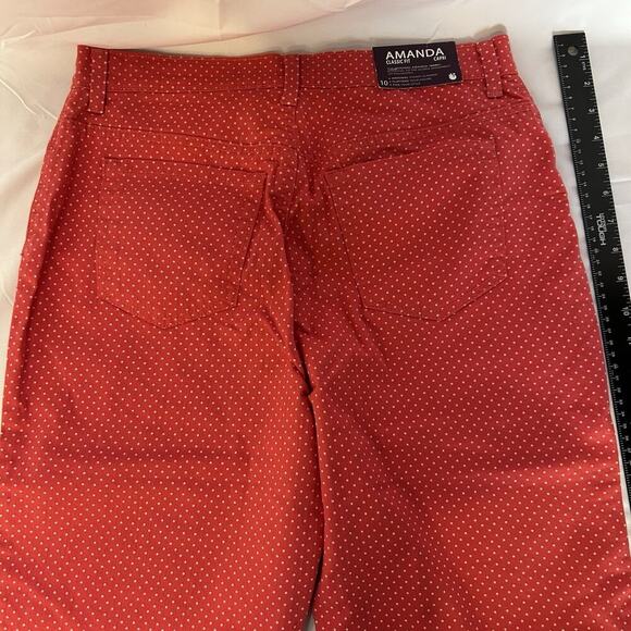 Gloria Vanderbilt NEW AMANDA Capri Jean Classic Fit Size 10-CORALw/Polka Dot NWT - Picture 10 of 14